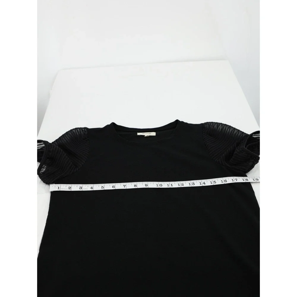 Madewell‎ Women Black Puff Sleeve Sheer Mesh Top Blouse Cotton Blend S